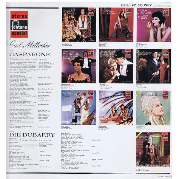 LP Carl Millocker Gasparone / Die Dubarry 701513 Fontana /00260