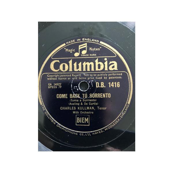 78RPM/SP チャールズ・クルマン 帰れソレントへ / セレナーデ DB1416 COLUMBIA /00500