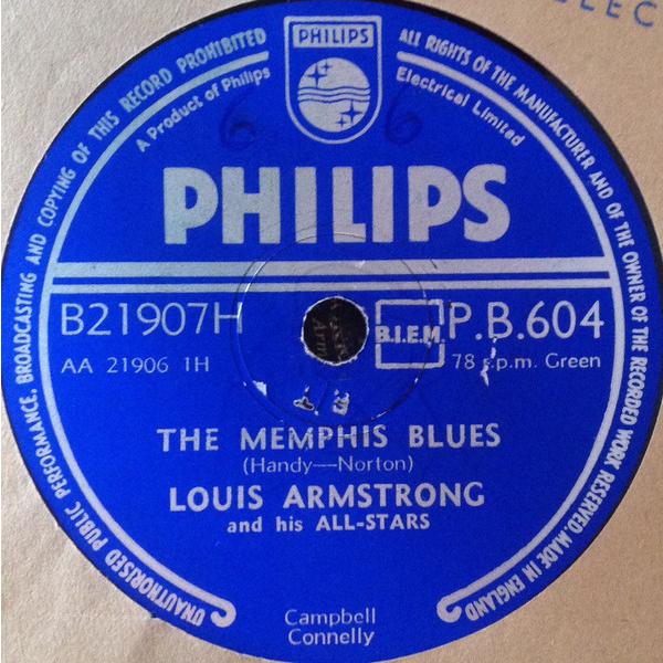 78RPM/SP Louis Armstrong &amp; His All Star The Memphis Blues / The Faithful Hussar PB604 PHILIPS /00500