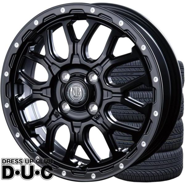 14インチアルミホイールタイヤ4本セット 軽自動車 MUD BAHN XR-800M MBK/PP ブラック/ピアスPOL 14-4.5 165/55R14 155/65R14 JAWA認証
