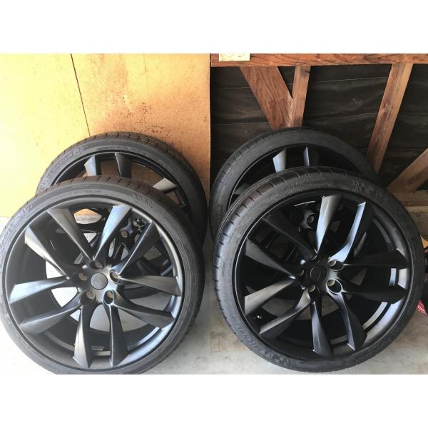 人気アイテムテスラ モデルS  純正 21インチ アラクニッド ホイール ブラック４本set Arachnid Wheel 8.5Jx21/9Jx21 1台分set Tesla ModelS 鍛造
