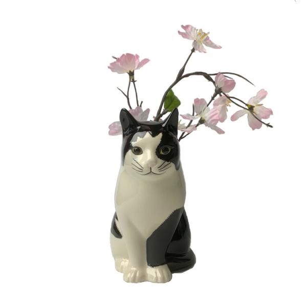花瓶 猫 白黒 ハチワレ おしゃれ 可愛い 陶器 大きい 動物 アニマル ネコ ねこ ペット プレゼント クエイルセラミックス Quail  Ceramics Barney