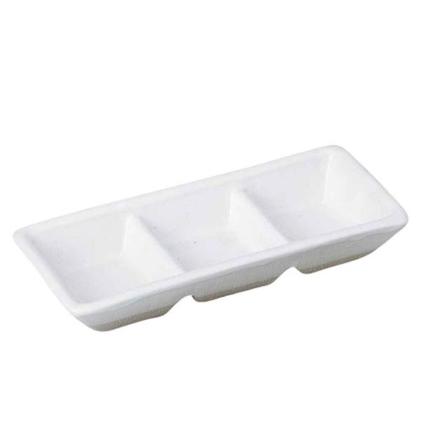 和食器 仕切皿/ 白マット3品皿 深口 /蕎麦用 薬味皿 焼き肉用