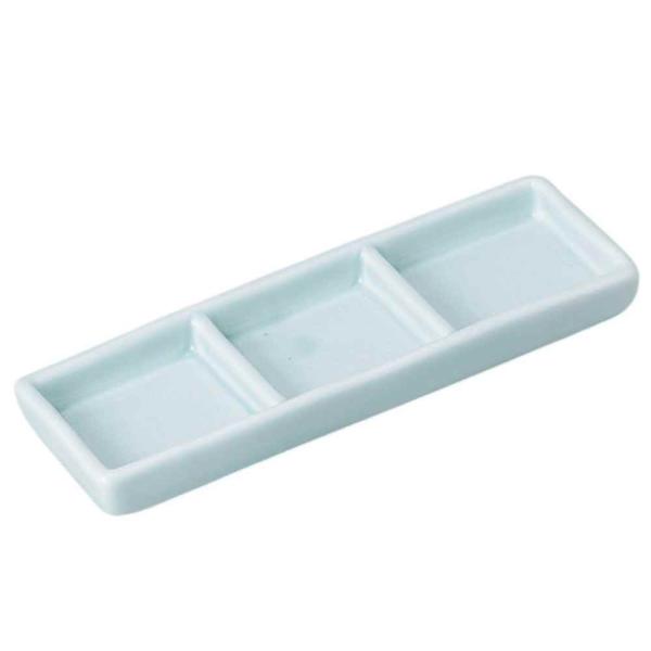 和食器 仕切皿/ 青磁三品盛 /蕎麦用 薬味皿 焼き肉用 タレ皿 酒の肴