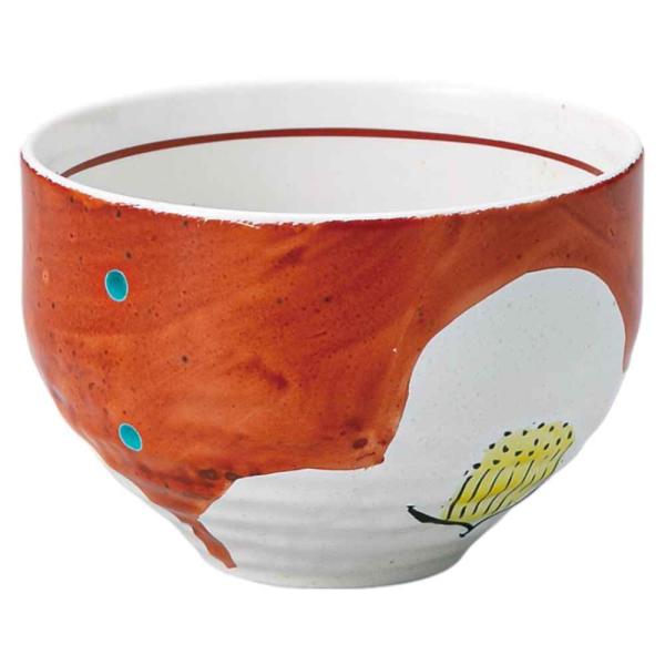 食器 湯呑み ゆのみ おしゃれ/ 手描赤絵いっぷく碗 赤ダミ椿 /陶器