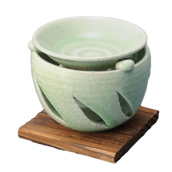 手造り 茶香炉/ 茶香炉（緑釉） /アロマ 癒やし リラックス インテリア 間接照明