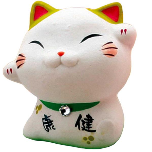 ネコ 招き猫 風水 小さい/ 風水招き猫単品（緑）健康運 /贈り物 プレゼント 敬老の日　新築祝い 引き出物 母の日 父の日