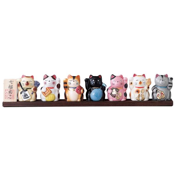 招き猫と七福神の置物　三毛猫　招福 招き猫と七福神の置物三毛猫招福