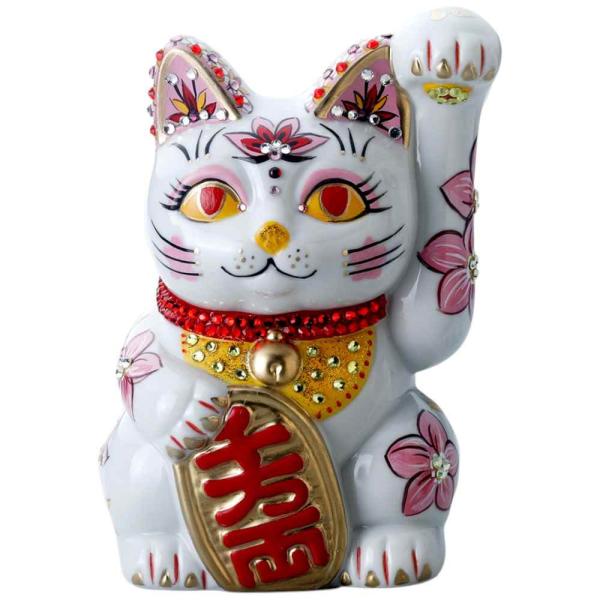 瞳が美しく前掛けがゴージャスで存在感が抜群の特大の招き猫 瞳が美しく前掛けがゴージャスで存在感が抜群の特大の招き猫