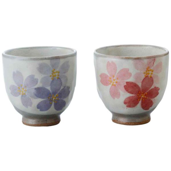 陶器 湯呑 ペア サクラ/ 桜咲 組湯呑 /贈り物 プレゼント 敬老の日