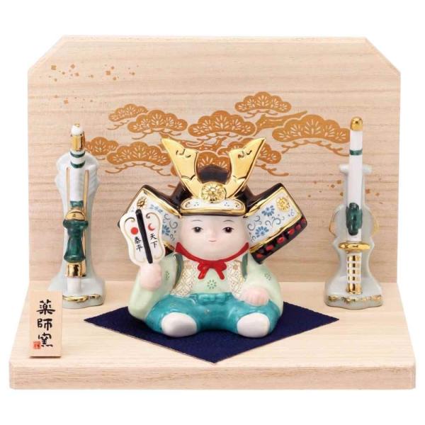 陶器製 小人 8体セット　フィギュアセット 五月人形 コンパクト 武将飾り 陶器 小さい/ 彩絵子ども大将(平飾り