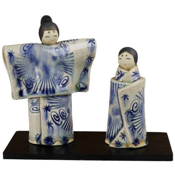 雛人形 コンパクト 陶器 小さい 可愛い ひな人形 人形師の手造りひな人形 中島奈緒子作/ 奈緒子作 御深井更紗立雛 /ミニチュア 初節句 お雛様 おひな様 雛飾り