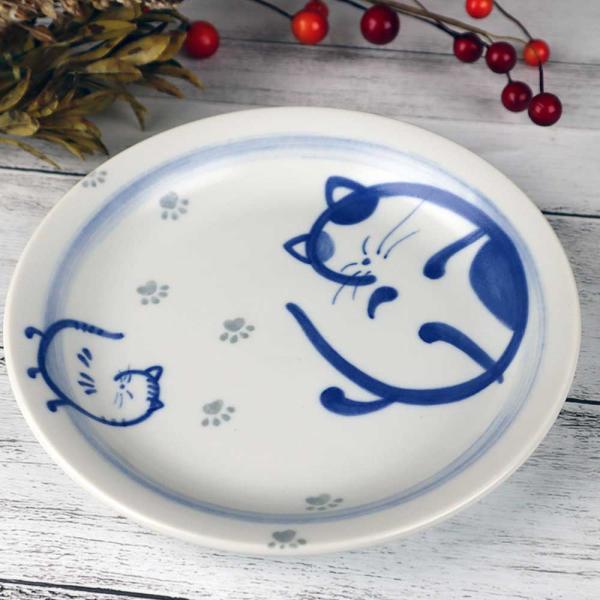 和風 墨絵風 軽い ねこ 猫グッズ 和食器 小皿 取り皿/ まろび猫 軽量