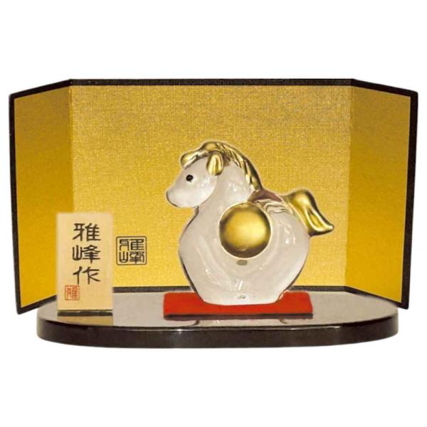 干支 午 置物 馬 うま 2026年/ 風水ビードロ 福午（屏風付） /粗品