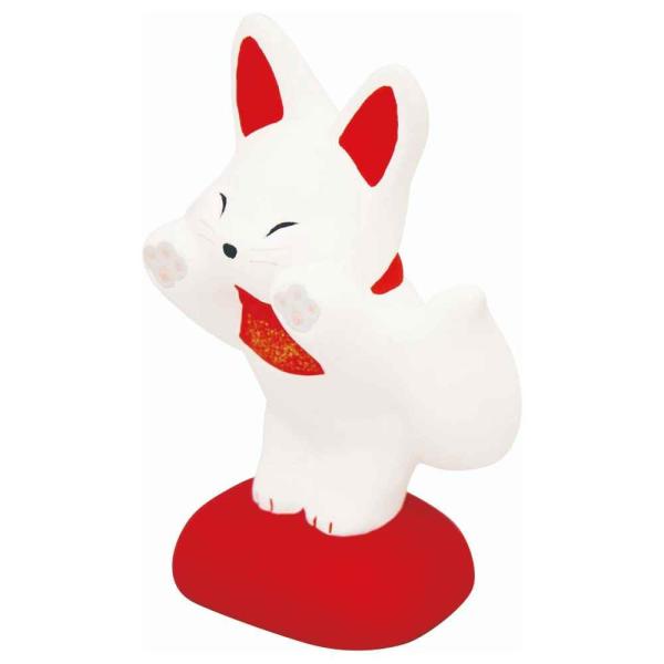 キツネ 稲荷 神使 置物 可愛い/ ぺったりきつね 白 /可愛い 自分用 プレゼント用