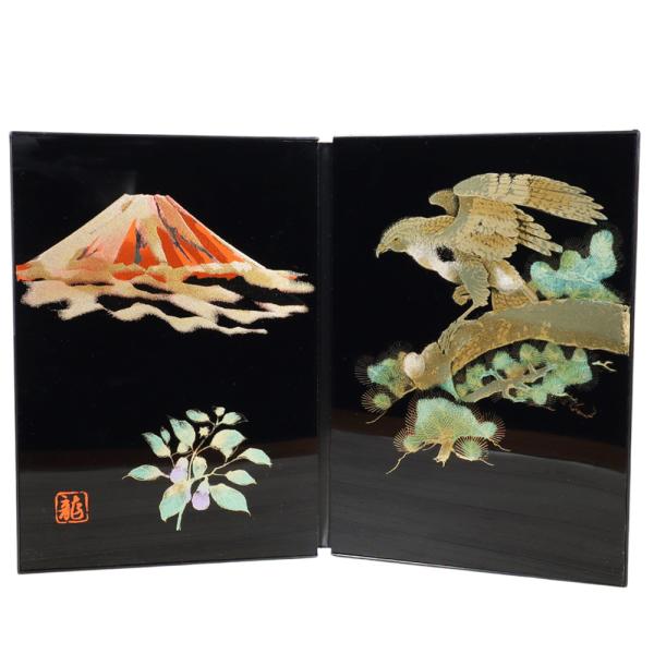 置物用 縁起物 コンパクト 屏風のみ/ 蒔絵屏風 一富士二鷹三茄子