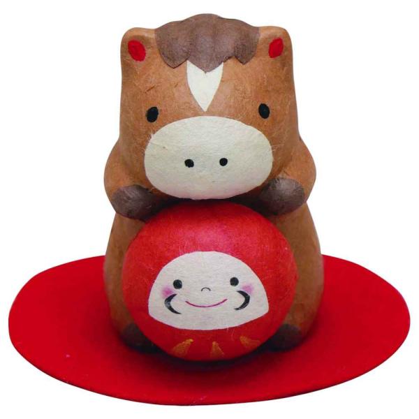 ヤチコダルマ　干支　達磨　ダルマ　だるま　縁起物　馬　午年　羽子板　無印良品 干支 午 ガラス 置物 馬 うま 2026年/ ちぎり和紙 午とだるま /粗品