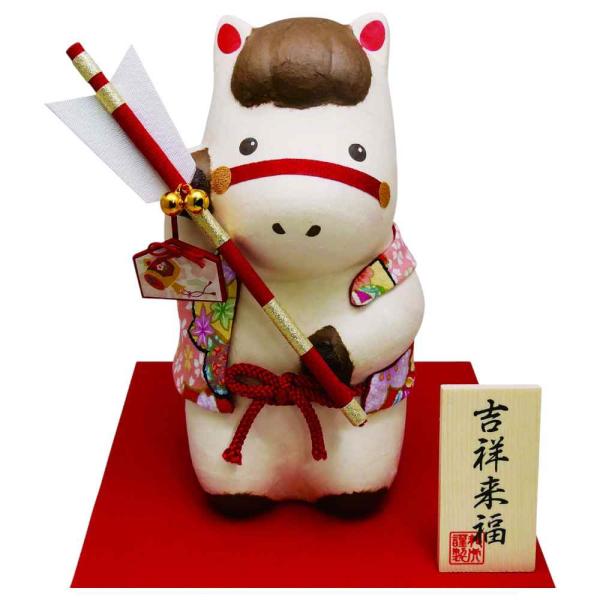 干支 午 ガラス 置物 馬 うま 2026年/ ちぎり和紙 破魔矢午 /粗品 販促