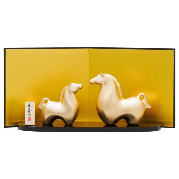 干支 午 置物 馬 うま 2026年/ 金箔親子 桐箱入 /粗品 販促 景品 縁起