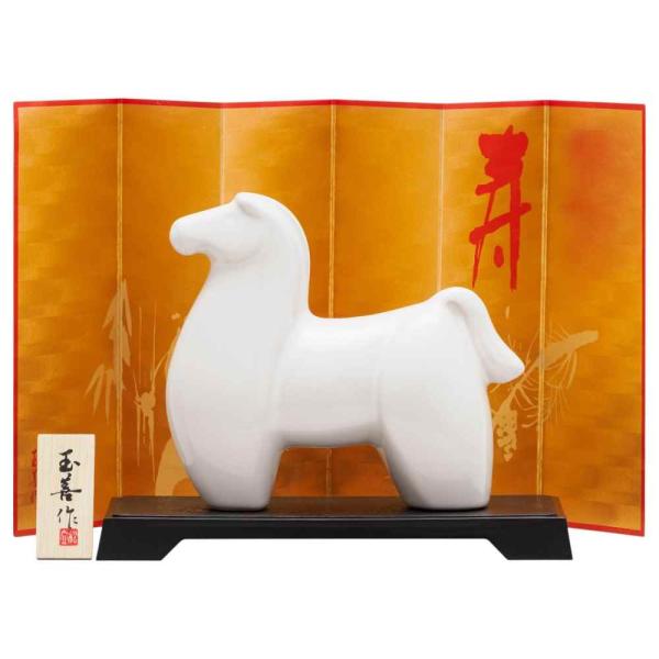 干支 午 置物 馬 うま 2026年/ 乳白（大） /粗品 販促 景品 縁起 町内