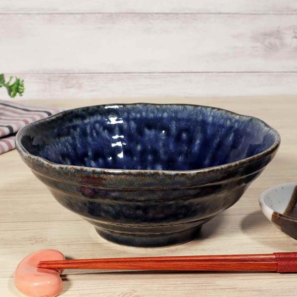 京焼　土渕陶葊　器　丼　鉢　ボウル　18cm 食器 どんぶり 鉢/ 瑠璃イラボぶっかけ丼＜18cm＞ /麺鉢 麺丼 ラーメン
