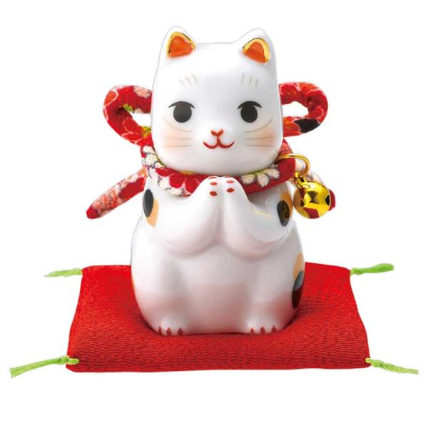 幸運 招福 縁起物 招き猫 彩絵ふく福おねがい猫（小） : 美濃のちゃ