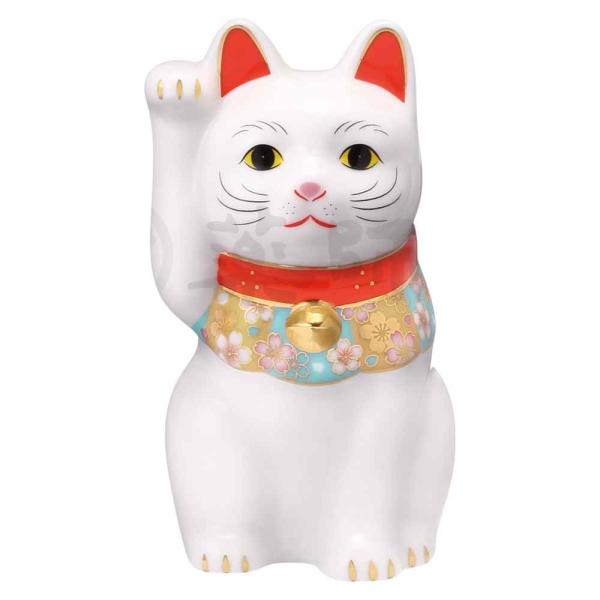 招き猫 置物 まねきねこ/ 桜づくし招き猫(白・小) /開店祝い 開運招福
