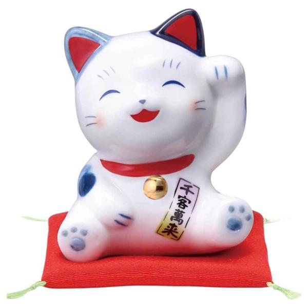 招き猫 置物 ミニ 開運 金運 商売繁盛 縁起物 小さい 和雑貨/ 染錦福