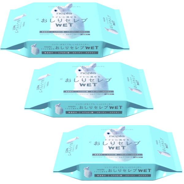 他サイト： ネピア おしりふき セレブ おしりセレブ WET ウェット 詰替え 60枚 3個 トイレに流せる おしり 洗浄シート トイレットペーパー ウエットタイプの商品画像