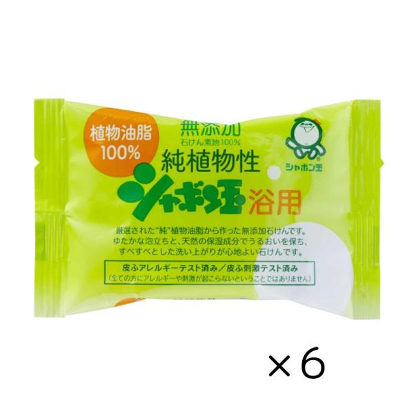 純植物性シャボン玉浴用 100g 6個セット シャボン玉石けん 固形石けん せっけん 石鹸 全身 無香料 ボディ 顔 髪 体 純植物性 コスパが良い 送料無料