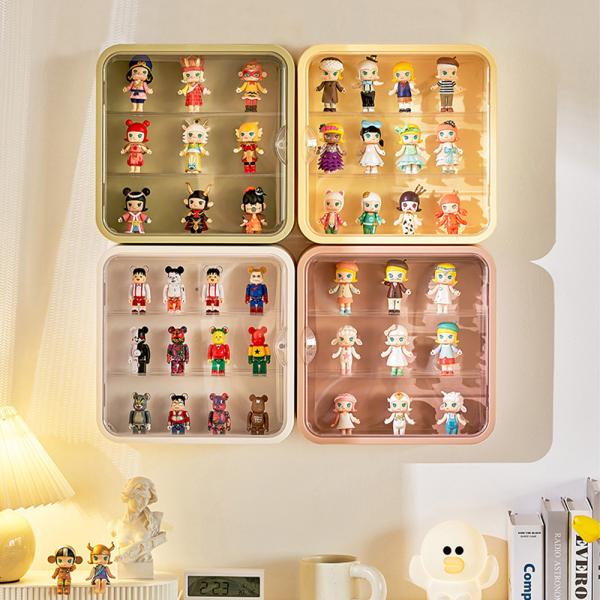 コレクションケース 展示ボックス 壁掛け 卓上 人形ケース 透明 収納ボックス 扉付き フィギュアケース ディスプレイケース 3段 アクリルケース プラモデル 人形