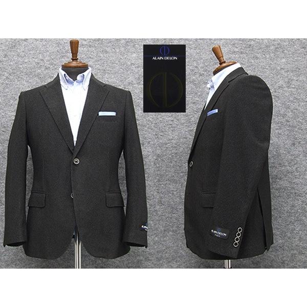 [ALAIN DELON]アランドロン　ベロア生地　炭黒系　秋冬物　シングル２釦ベーシックジャケット　[BB3]　AD6317-09 アラン・ドロン [ALAIN DELON]アランドロン ベロア生地 炭黒系 秋冬物