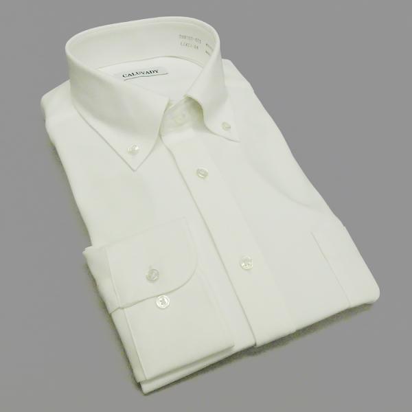 長袖 ワイシャツ ニットシャツ ボタンダウン 白 ダイヤチェック ノーアイロン メンズドレスシャツ DMW008-001