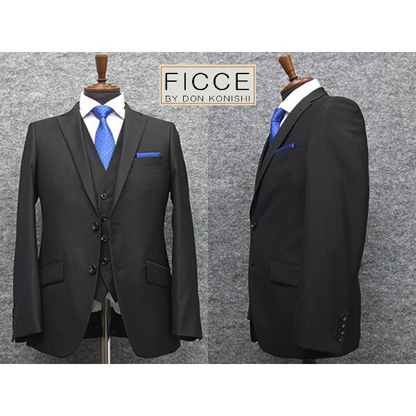 通年物 3ピーススーツ [FICCE]BY DON KONISHI スタイリッシュ 紺