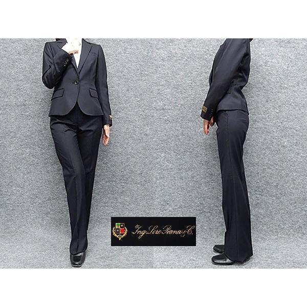 レディーススーツ イタリー生地 ロロピアーナ １ボタン 濃紺 毛100 7号 9号 11号 13号 通年対応 パンツスーツ 就活 リクルート Educacion Press