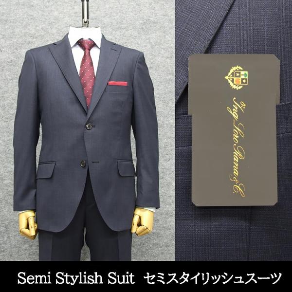 【未使用級】ロロピアーナ365 スーパー130s XL 黒 シャドウストライプ 春夏〜通年物 [ロロピアーナ] 365 Super130s生地使用 紺/格子 セミ