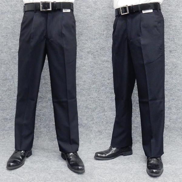 春夏　ワンタック　スラックス　濃紺/マイクロチェック　ウォッシャブル　ビジネスパンツ　76cm-105cm　OS4438-2