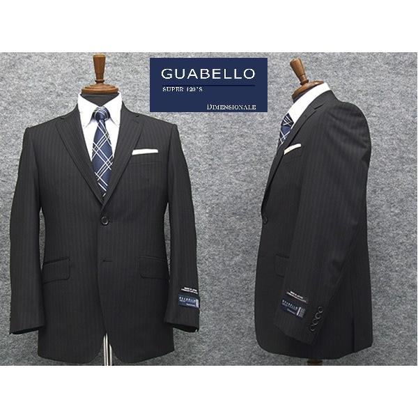 春夏物 イタリー製生地 [GUABELLO] グアベロ Super120s 黒縞