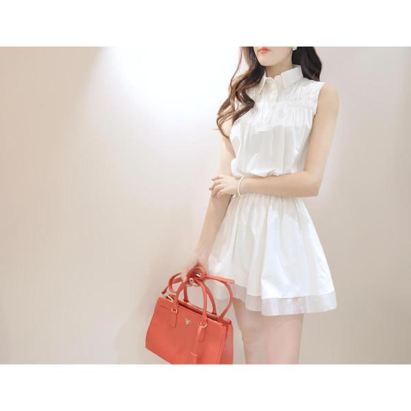 シャツワンピース フレアスカート ノースリーブ 白シャツ シャーリング Buyee Buyee Japanese Proxy Service Buy From Japan Bot Online