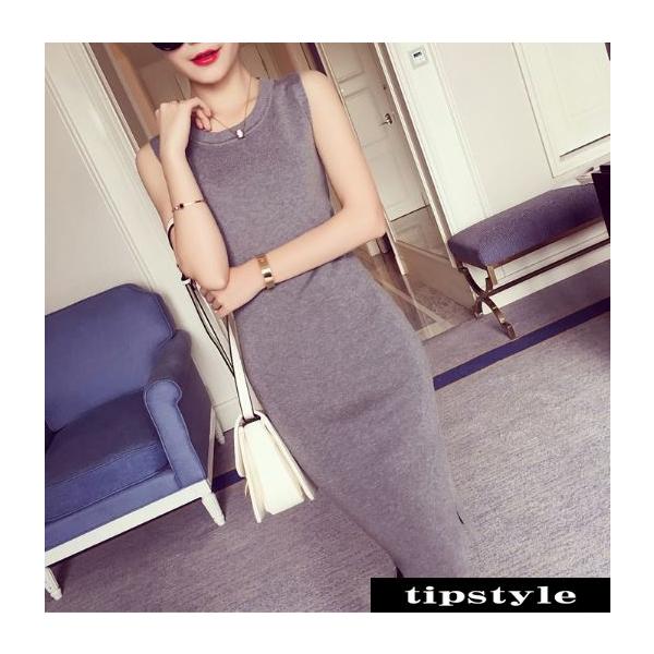 タイトワンピース ニットワンピ スリット 膝丈 ノースリーブ Buyee Buyee Japanese Proxy Service Buy From Japan Bot Online