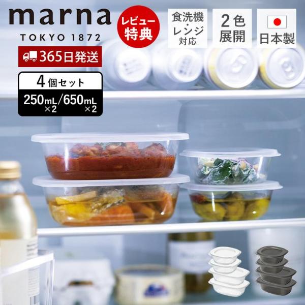 うつわにもなる保存容器 250mL 650mL 4点セット 耐熱 保存容器 真空保存容器 BPAフリー 日本製 マーナのきほん K831 K832 marna マーナ