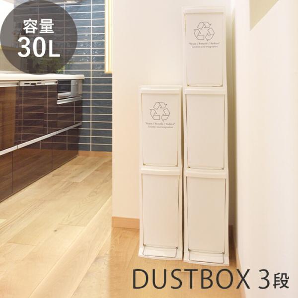 東谷 ゴミ箱 ダストボックス 30L 日本製 3段 キャスター付き 蓋つき