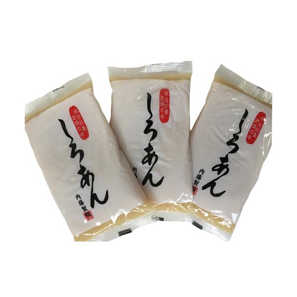 内容量 ： 白あん　４５０ｇ×３賞味期限 ：製造より４か月(未開封)（開封後は冷蔵にて約２週間）保存方法 ：冷暗所（２０℃以下）で保存してください。開封後は冷蔵保存してください。２週間以上保存する場合は冷凍保存をおすすめします。ご使用時にあ...