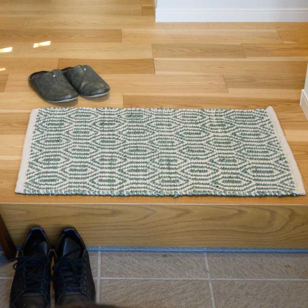 ラグ ラグマット 玄関マット 50x80cm ライトブルー 平織り(手機) 絨毯 ジュート KRAFTO103 麻