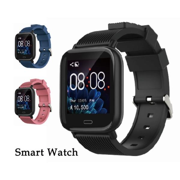 ommix スマートウォッチ スクエア型 Bluetooth 黒 ブラック 青 ブルー