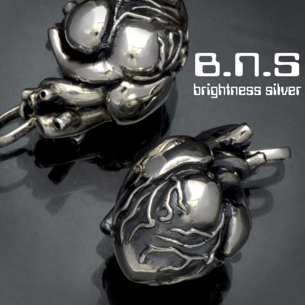 【シルバーアクセサリー】Sv925 スカル&ハートペンダント e-bns_neck-1476