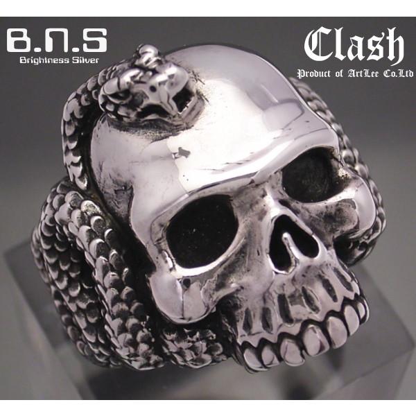 Clash ラージスネークスカルリング シルバー925 : ブライトネス