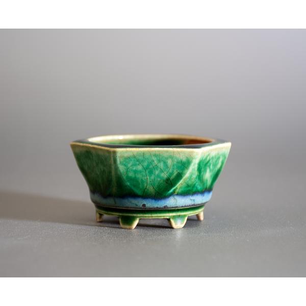 立花造印 織部釉窯変丸鉢 盆栽鉢 植木鉢 盆栽小鉢 山野草鉢 ミニ