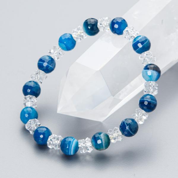 腕輪 水晶平切子 青縞瑪瑙 コンビ : 仏壇・仏具の専門店ぶつえいどう