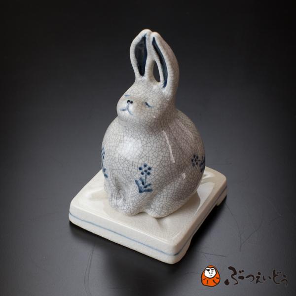 仏具 うさぎ香炉 陶器 (墨貫入)【お香用品 香炉 お香 香立て 日本香堂